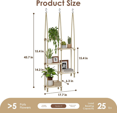 Bamworld Hanging Shelves Plant Hanger Indoor Window Plant Shelves Wood Plant Wall Shelf Window Sill Plant Shelf Indoor