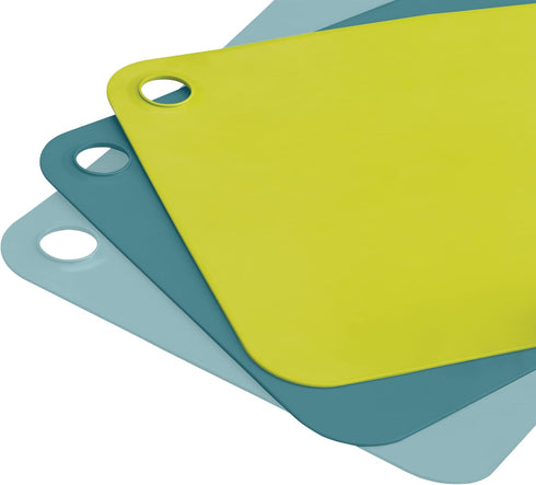 Joseph Joseph Duo Set of 3 Double-Sided Colour Coded Chopping Board Mat Set, Flexible, Easy to Store, Dishwasher-Safe - Opal by Joseph Joseph