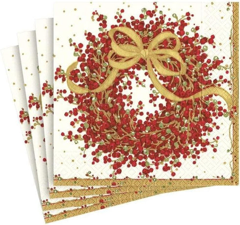 Caspari Red Pepper Berry Cocktail Napkins, 20-Pack