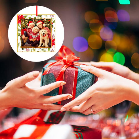 WaaHome Christmas Ornaments Picture Frame 2025-3'' Floral Photo Frame, Decorations Gifts for Family Friends Women Mom