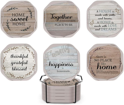 UMIRRO Absorbent Drink Coasters Set of 6 with Holder - Thoughtful House