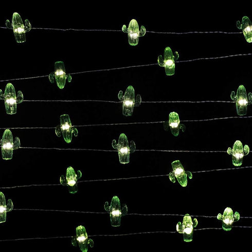 14.1Ft 40 8 Tropical Theme Cactus Decorative String Lights Warm White LED Waterproof Battery Operated Modes Cactus