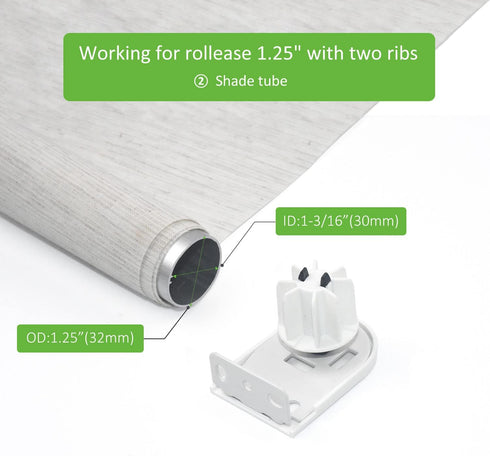 Rollerhouses Roller Shade Brackets, Mechanism Clutch + Skyline Mounting Brackets + End Plug for 1 1/4" Tube