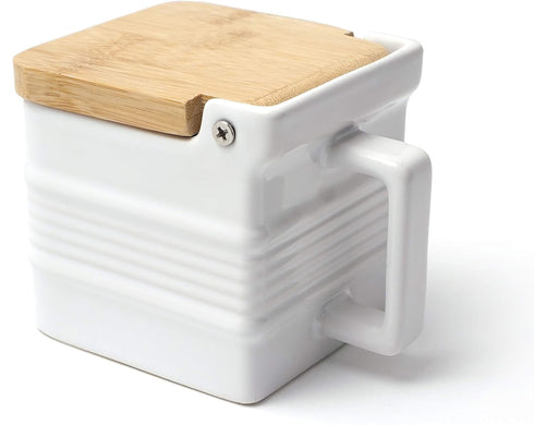 4.5x3.25x3.5" RSVP International White Stoneware Kitchen Collection, Salt Box