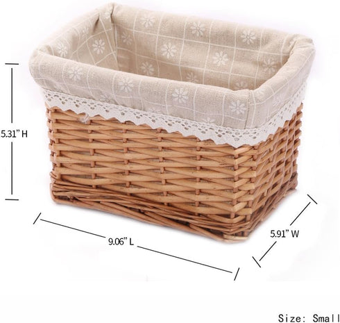 Rectangular Wicker Storage Basket & Bins Container, Organizer Box (Small)