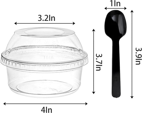 WUWEOT 50 Pack Plastic Dessert Cups, 12 oz Clear PET Dessert Bowls, Disposable Parfait Cups with Lid (No Hole) for Ice Cream Fruit Iced Cold Drinks Dessert Yogurt Cereal Parfait Puddings Mousse