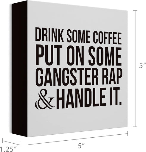 Barnyard Designs Coffee Sign - Inspirational Wood Box Sign - Funny Office Kitchen Desk Decoration Gift for Coffee Lovers
