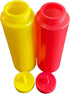bark and lindy Set 2 8 oz Ketchup and Mustard BPA Free Food Prep Cute of Plastic Squeeze Bottles for Condiments Holds