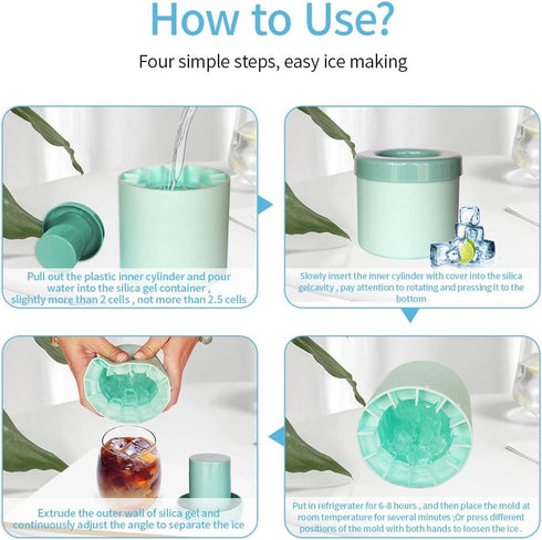 3D Cylinder Ice Cube Mold, Easy-Release Ice Bucket Trays, 60 pcs Small Size Blue Ice Maker
