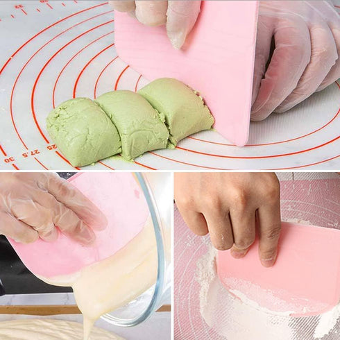 Dough Bowl Scraper Silicon Pastry Scrapers - 4 Packs of Food Grade PE Backing Dough Blenders for Cooking