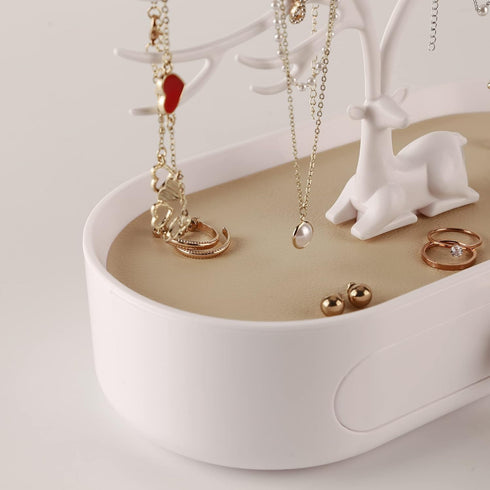 MORE&LESS Antlers Jewelry Display Stand with Drawer, Tree Tower Rack for Ring, Earrings, Necklace, Bracelet