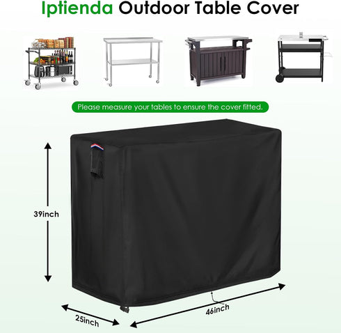 PC3404S Cart,Black-46''L 25''W 39''H Outdoor Grill Table Cover for Royal Gourmet Rolling Dining Table, Waterproof Cart