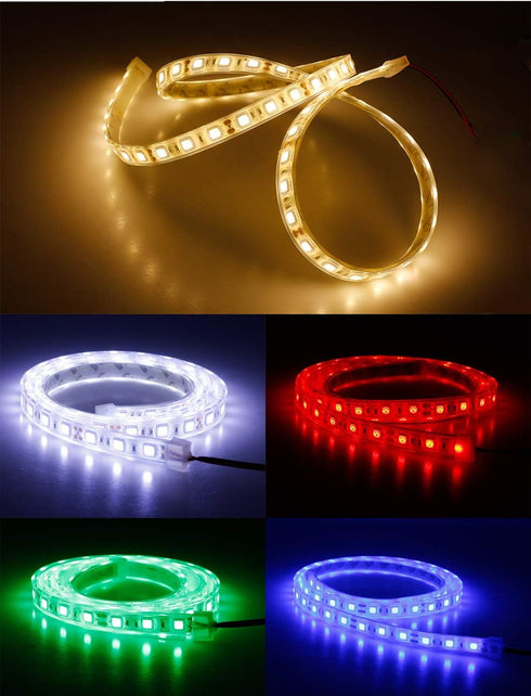 Outdoor Waterproof LED Strip Lights, IP68 12v Boat Underwater Lights, 16.4ft 5050 White Rope Light