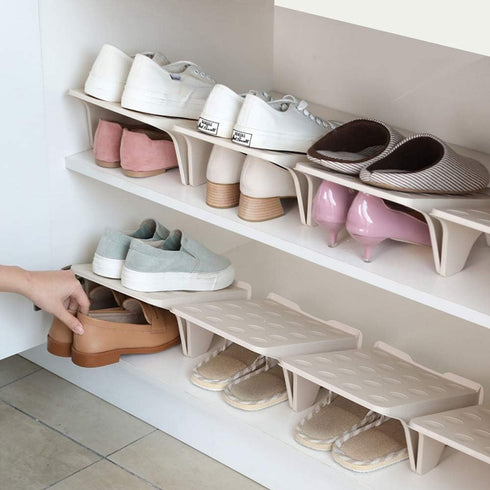 4 Pcs Stacking Shoe Organizer for Shelf 10 x 8.7 in Double