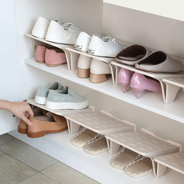 4 Pcs Stacking Shoe Organizer for Shelf 10 x 8.7 in Double