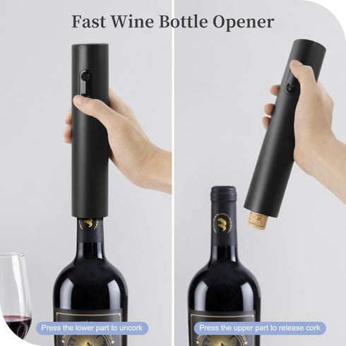 Electric Wine Opener Set, Battery Operated Wine Bottle Opener with Storage Base, Wine Corkscrew Remover, Automatic Wine Opener Accessories for Home Bars(Black, 4 x AA Batteries Not Included)