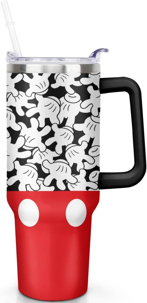 Cartoon Mouse Tumbler 40 Oz - Stainless Steel Insulated Travel Coffee Mug with Lid and Straw, Birthday Gift