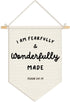Wheatwin Christian Nursery Decor, I Am Fearfully and Wonderfully Made Wall Hanging Pennant