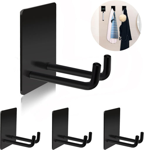 Adhesive Hooks, Stick on Stainless Steel Towel Robe Razor Wall Hooks, Heavy Duty Shower Hangers for Bathroom Kitchen