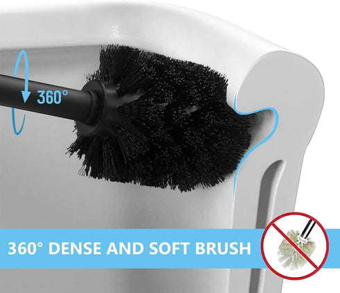 Deep & Sturdy Toilet Bowl Brush with Holder - Durable Scrubbing Bathroom Cleaner - Household Supplies, Gold