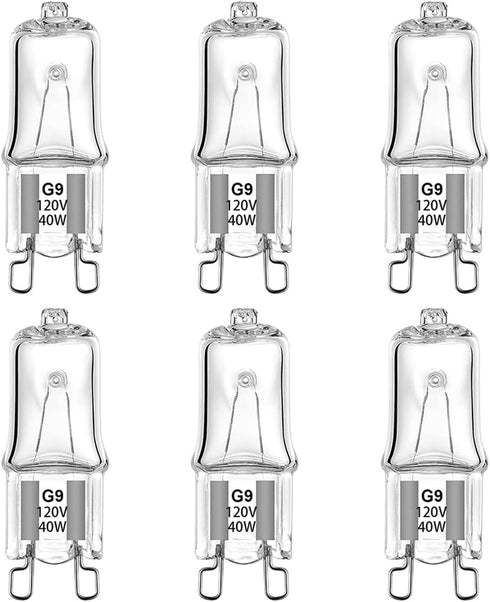 SDTC Tech 6 Pack Halogen Light Bulb for Whirlpool Microwave Oven, G9 120V 40W W10709921 Microwave Light Bulbs Compatible with Whirlpool KitchenAid Maytag Jenn-Air Over The Stove Range Microwave by SDTC Tech