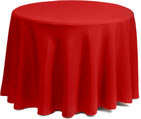 Gee Di Moda Round Tablecloth - 132 Inch Red Round Table Cloth for 72 to 96 Inch Round Tables, Heavy Duty Washable Fabric