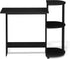 Furinno Compact Computer Desk with Shelves, Round Side, Americano/Black Finish