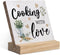 Cooking with Love Wood Plaque, Rustic Kitchen Sign Desk Decor for Home Kitchen Table Shelf Decoration