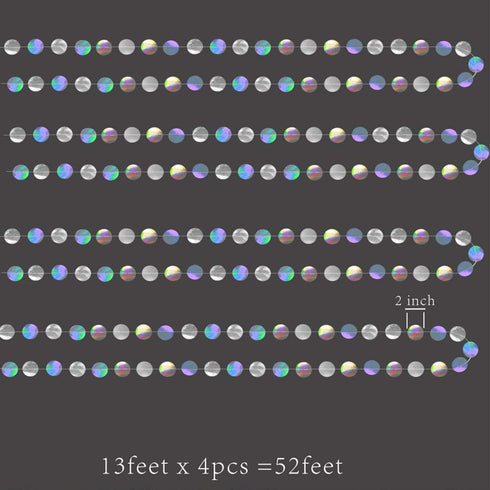 Cheerland Iridescent Party Decorations, Holographic Circle Garlands for Birthday, Graduation, New Year