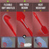 Walfos Silicone Spatula Set of 5, 600°F Heat Resistant Kitchen Scraper, Strong Steel Core, BPA Free, Red