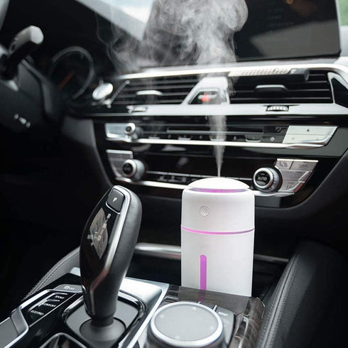 Small Cool Mist Humidifier for Bedroom, Portable Travel Humidifier for Car, with 7 Colors LED Light, Battery Powered