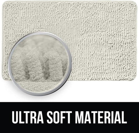 KANGAROO Luxury Chenille Bath Rug, 36x24, Extra Soft and Absorbent Shaggy Bathroom Rugs, Cream