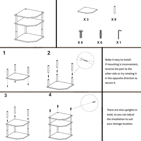 3-Tier Countertop Counter Counter Wooden Corner Shelf, Kitchen Dish & Bread Organizer Stand Storage for Desktop Bedroom