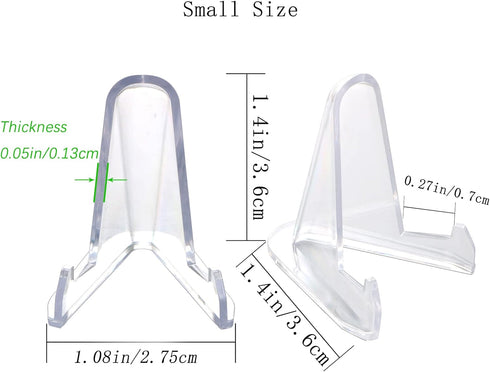 50 PCS Acrylic Display Holder Clear Display Easel Stands for Coins Capsules Phone Medals Stones Cards (Small)