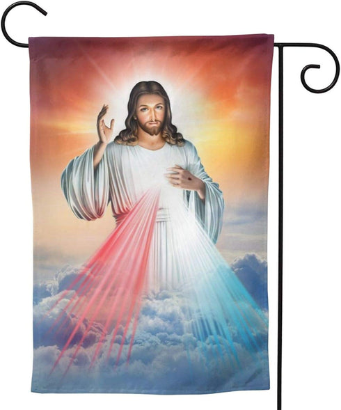 YISHOW Divine Mercy Jesus Garden Flag, Double Sided Vertical Christian Religious House Flag, 12.5"X18" Outdoor Decor