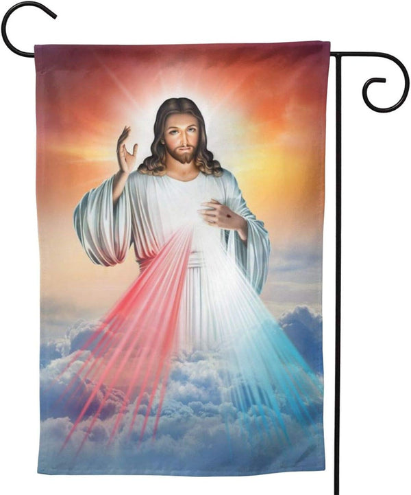 YISHOW Divine Mercy Jesus Garden Flag, Double Sided Vertical Christian Religious House Flag, 12.5"X18" Outdoor Decor