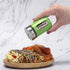Salt and Pepper Shakers Set, Stainless Steel and Glass with Adjustable Pour Holes (Green)