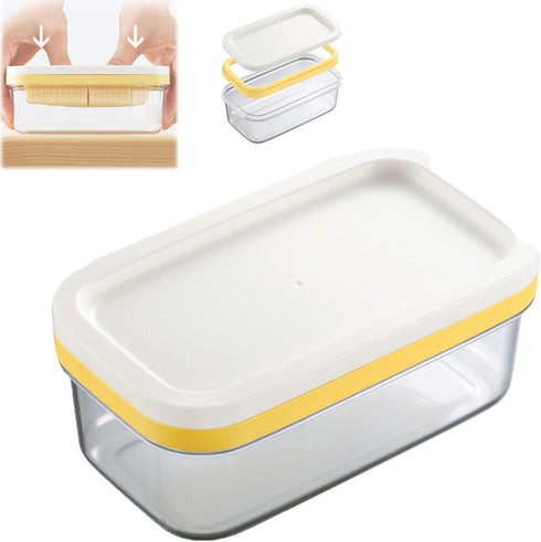 Bibabala Butter Dish with Lid Rectangle Butter Keeper with Cutter Slicer for Easy