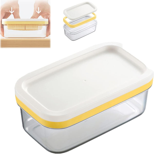 Bibabala Butter Dish with Lid Rectangle Butter Keeper with Cutter Slicer for Easy