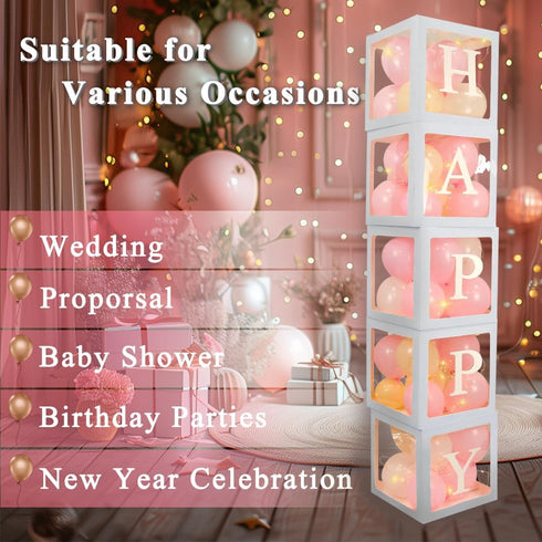 5 78 2026 5 Ledido Transparent Balloon Boxes, Clear Balloon Boxes with Pcs String Lights and Letters for Baby Shower