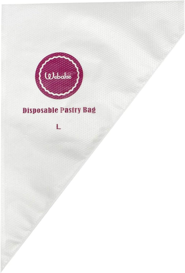 Webake 16 Inch Disposable Pastry Bags, 100pcs Large Icing Piping Bags for All Size Tips