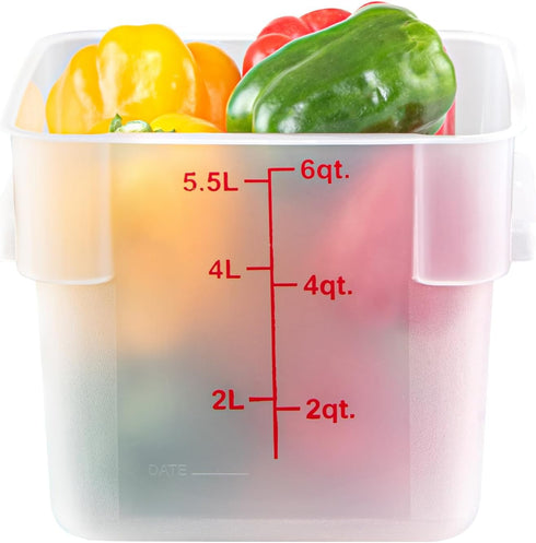 Restaurantware Met Lux 6 Quart Food Storage Container, Translucent with Volume Markers, Lids Sold Separately