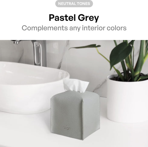 Carrotez Modern PU Leather Square Tissue Box Cover - Decorative Organizer for Bathroom Vanity, Night Stands, Office