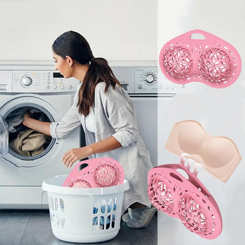 Bra Washing Bag Silicone Mesh, Reusable Pink Silicone Bra Wash Bag Fits A-C Cup Bras, Anti-Deformation Lingerie Bag