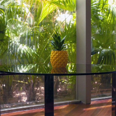 Artificial Potted Pineapple Decor - Fake Pineapple Home Office Kitchen Table Decoration (Yellow)