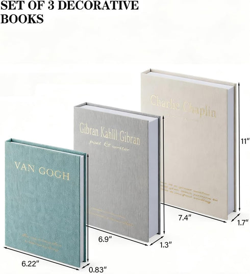 Generic Books-Set 3 WOWO Luxe Linen Decorative of Faux Book with Bookmark, Enhance Your Coffee Table, Bookshelf