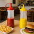 17 oz Set 2-Pack Squeeze Condiment Bottle Mustard & Ketchup Dispensers by Dependable Industries Snap Top, BPA-Free