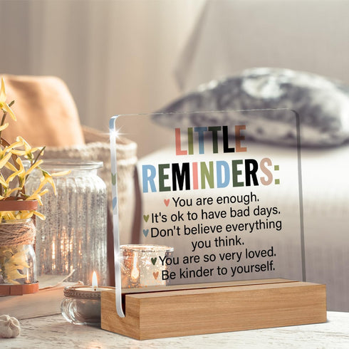 Inspirational Motivational Gifts, You are Enough Clear Desk Decorative Sign with Wooden Stand for Office
