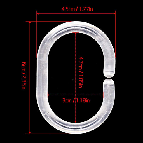 Qulable 24 pcs Shower Curtain Rings, Plastic C-Shaped Hooks for Bathroom Shower Window Rod