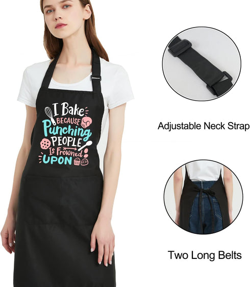Funny Baking Aprons for Women - Water Resistant Cooking Apron with Pockets, Great Birthday Gift for Bakers